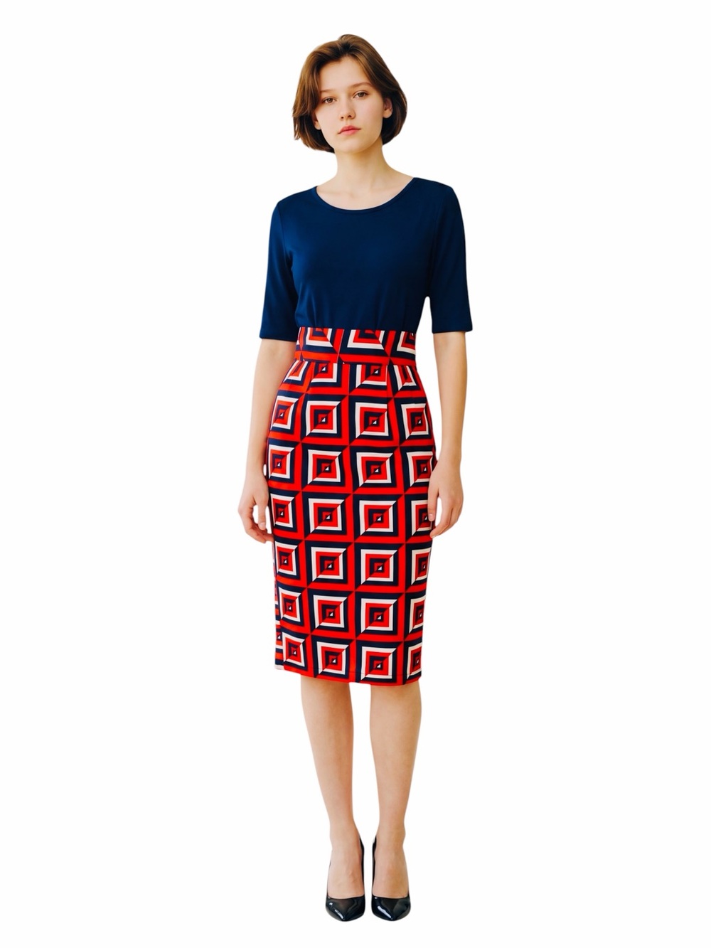 PINKYOTTO NYC GEOMETRIC PENCIL SKIRT.